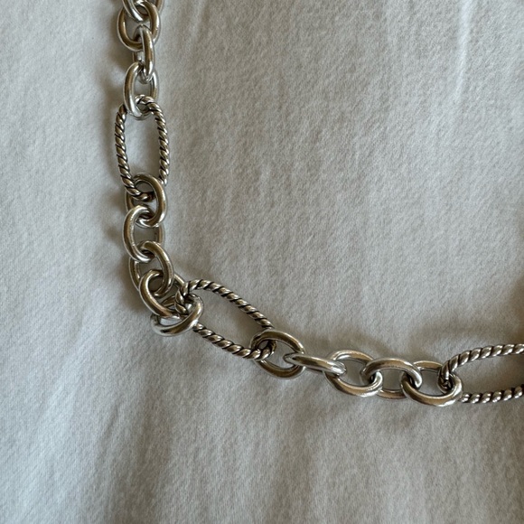 DAVID YURMAN Vintage 16” Figaro Chain Sterling Silver / 18k Gold Logo Charm - Picture 8 of 9